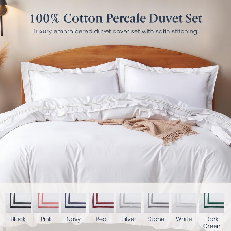 Ella Jayne California King Duvet Cover (3 Pcs), 100% Cotton Percale, King/Cali King, Breathable & Lightweight Cal King Duvet Cover (1 Piece) 106 x 90 Inches with 2 Pillow Shams (Silver Design) - Image 4